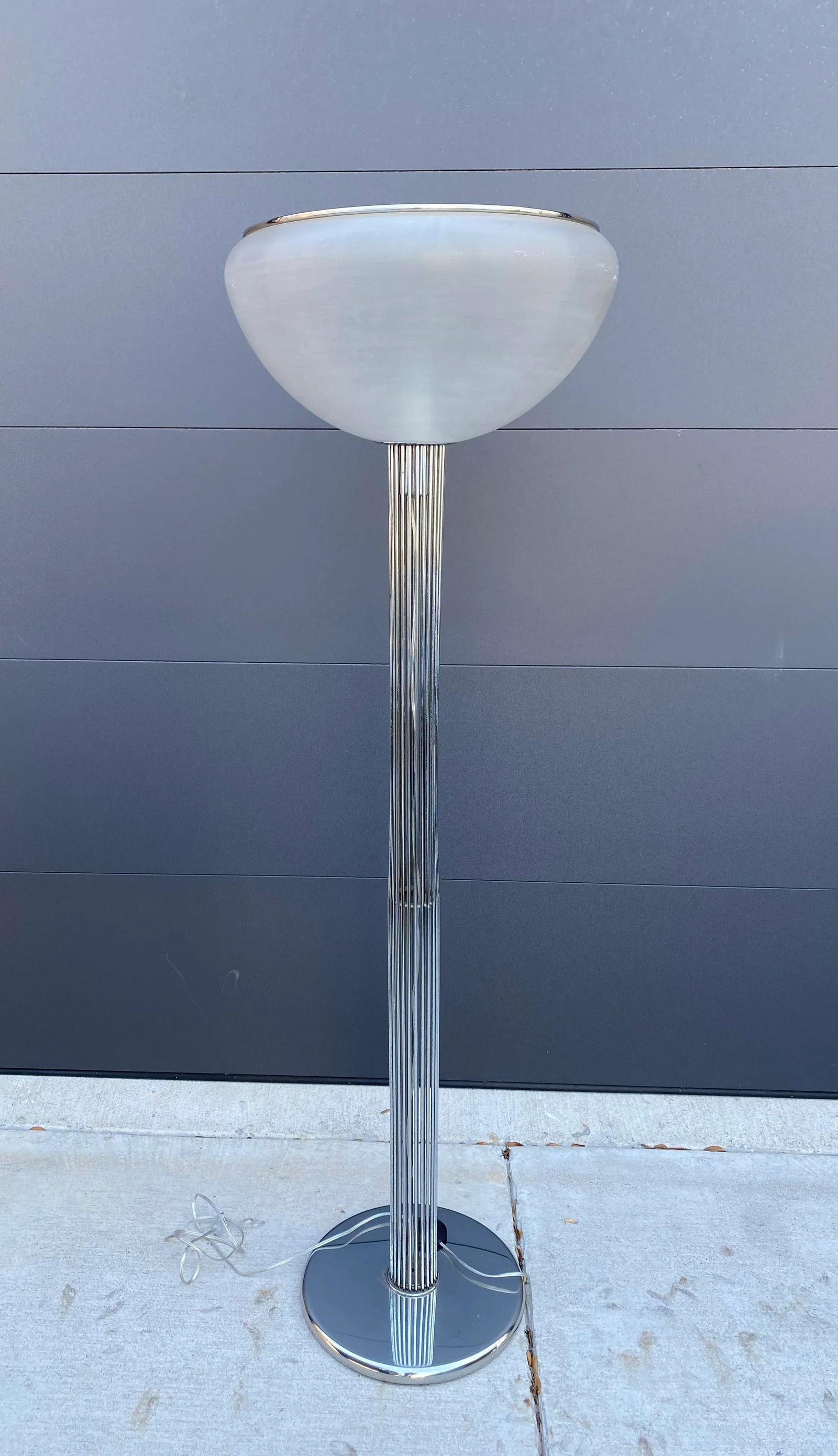 Mid Century Modern Luigi Massoni Guzzini Italian Chrome Tubular Floor Lamp - 6