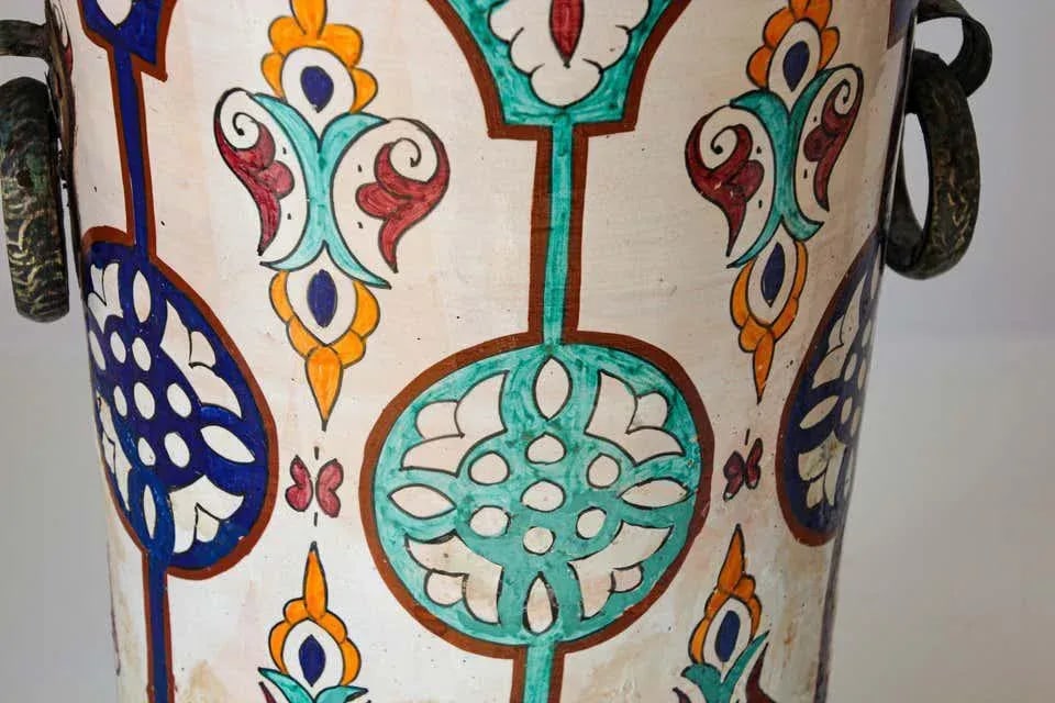 Handcrafted Moorish Ceramic Urns with Handles - A Pair - 2