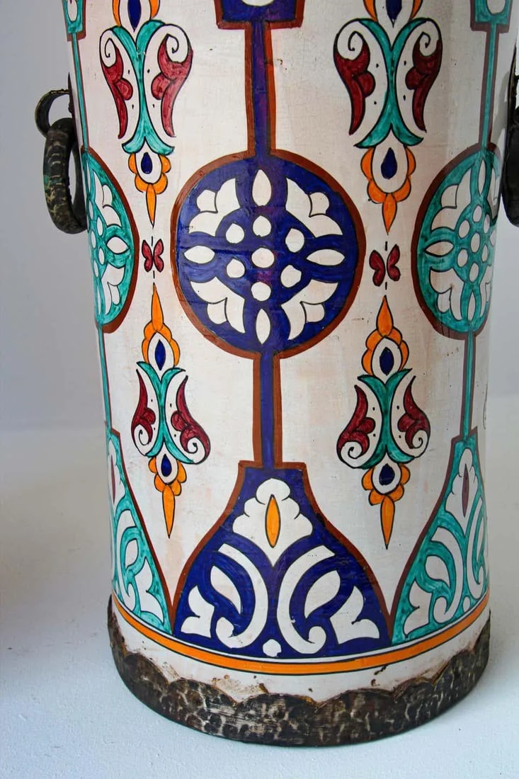 Handcrafted Moorish Ceramic Urns with Handles - A Pair - 4