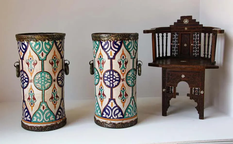 Handcrafted Moorish Ceramic Urns with Handles - A Pair - 7