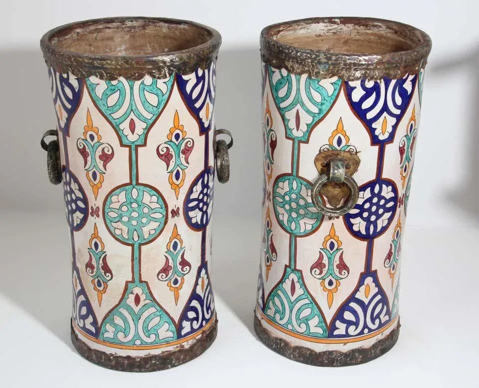 Handcrafted Moorish Ceramic Urns with Handles - A Pair - 8