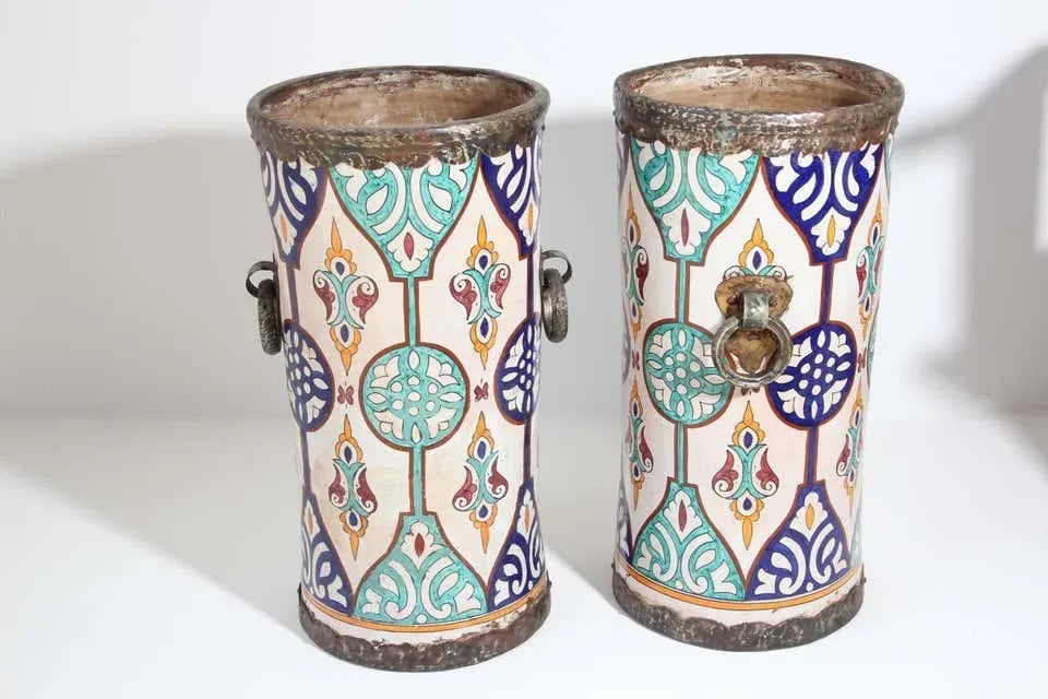 Handcrafted Moorish Ceramic Urns with Handles - A Pair - 9