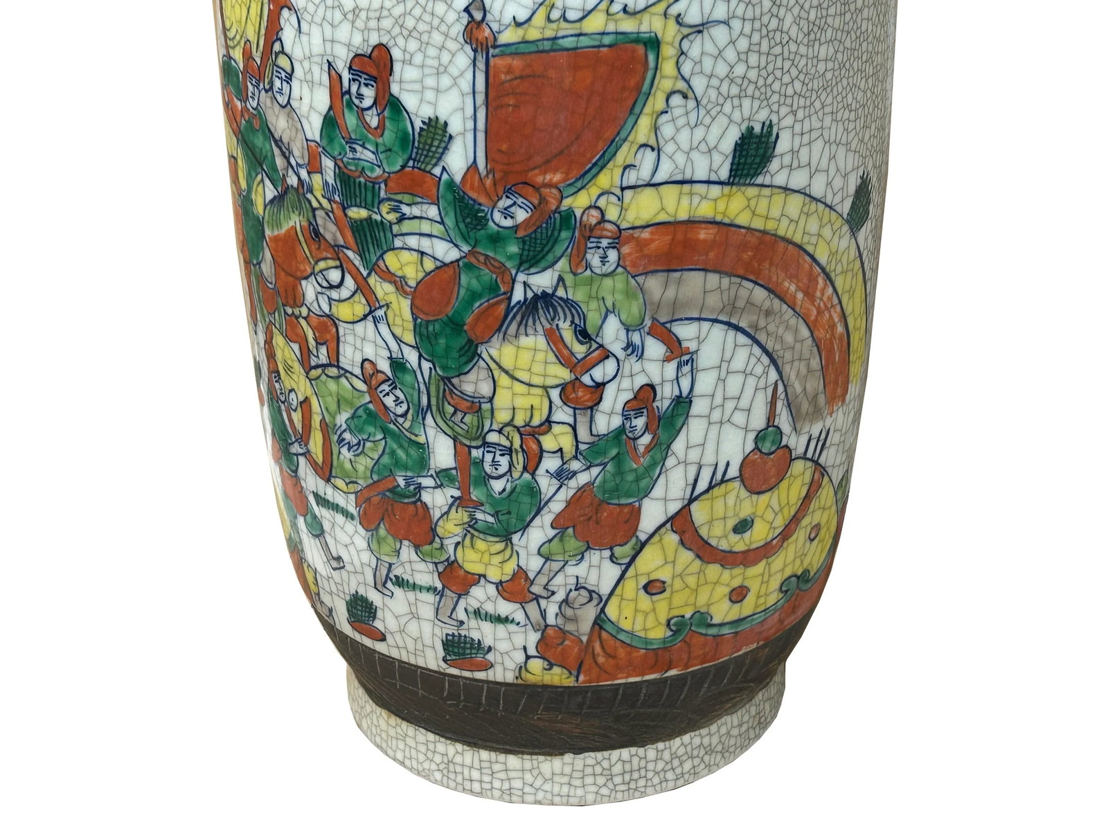 Orient Crackle Gray Warrior Graphic Artistic Pottery Ceramic Vase - 14