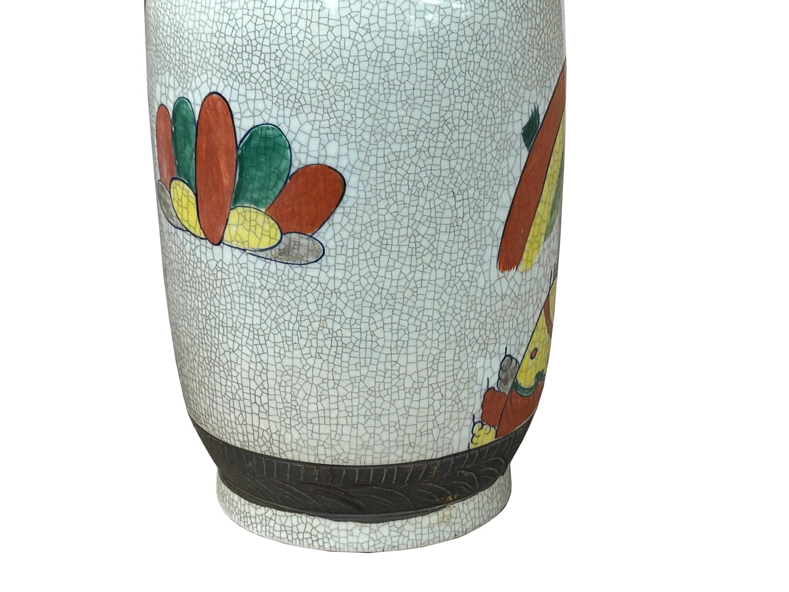Orient Crackle Gray Warrior Graphic Artistic Pottery Ceramic Vase - 2