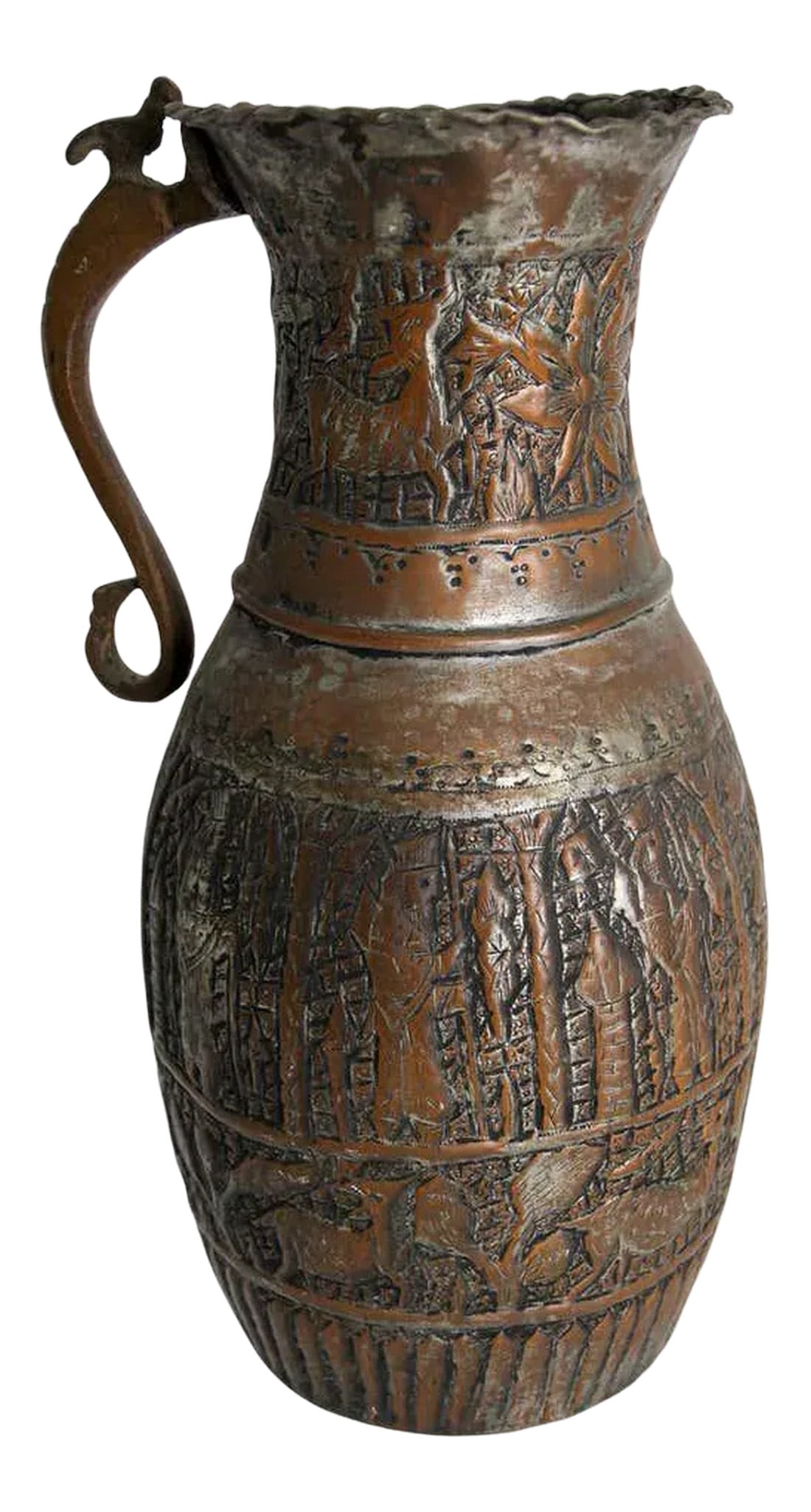 Antique Islamic Middle Eastern Tinned Copper Ewer (1 of 13)