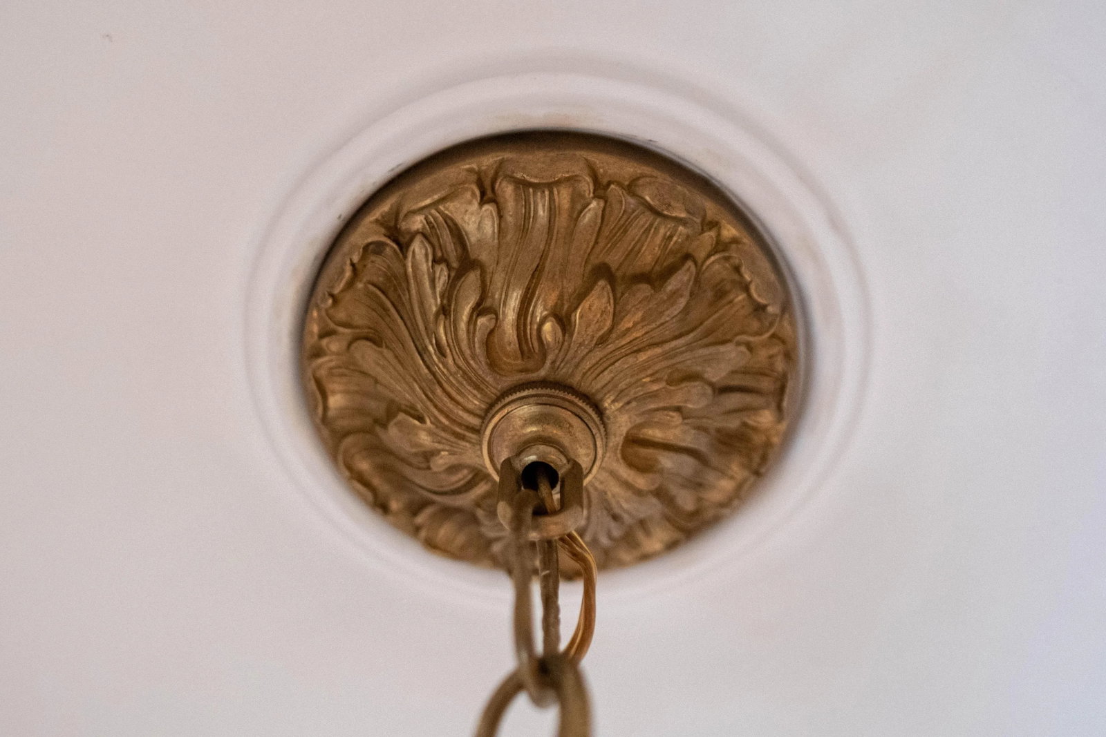 Vintage French Bronze & Etched Crystal Crown Ceiling Mount Chandelier - 8