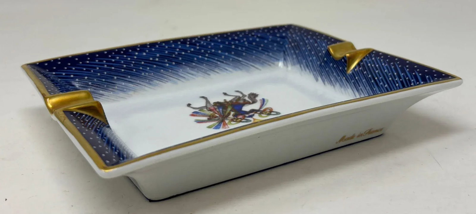 1980s Hermès "Feux D'Artifice" Blue Porcelain Ashtray Catchall Made in France - 13