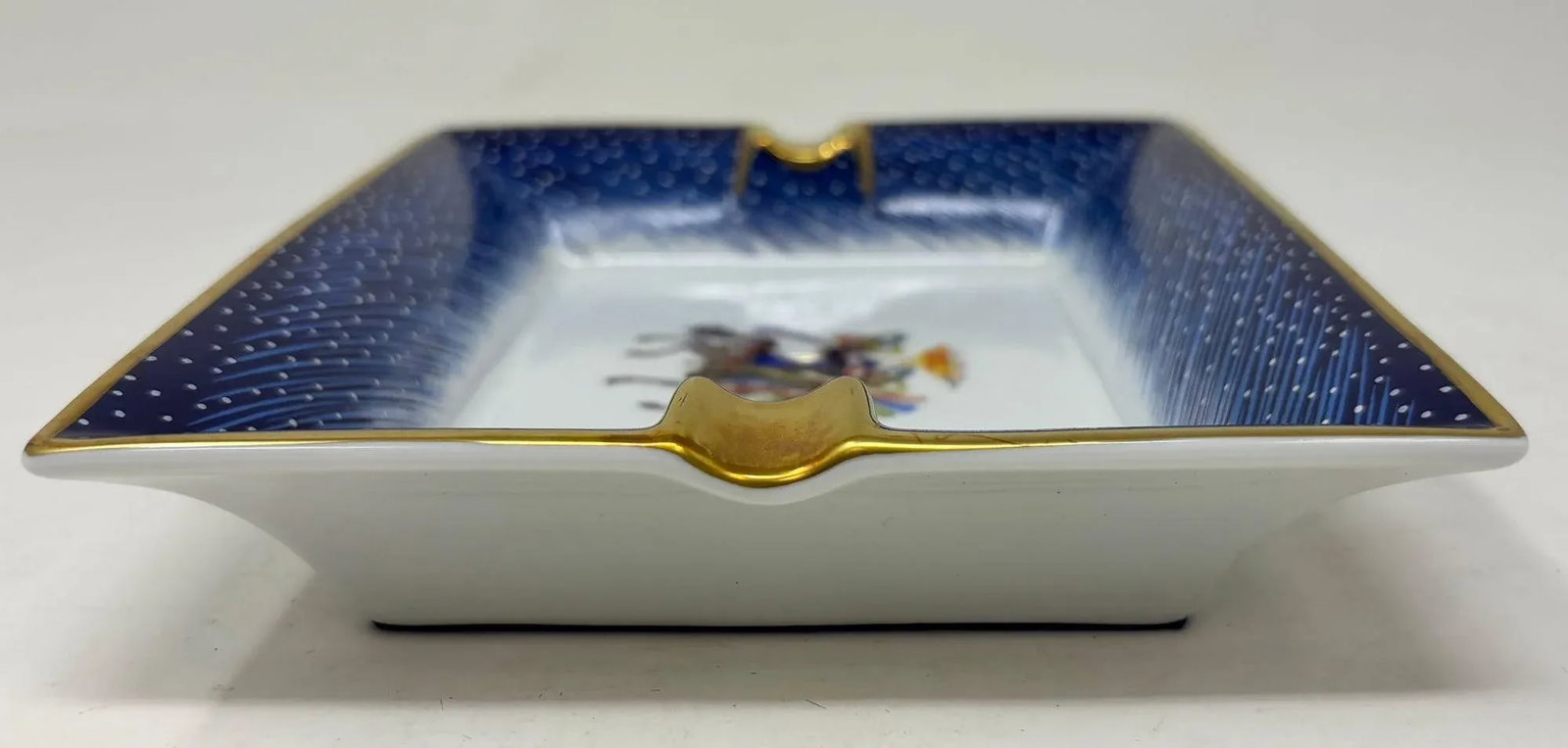 1980s Hermès "Feux D'Artifice" Blue Porcelain Ashtray Catchall Made in France - 5