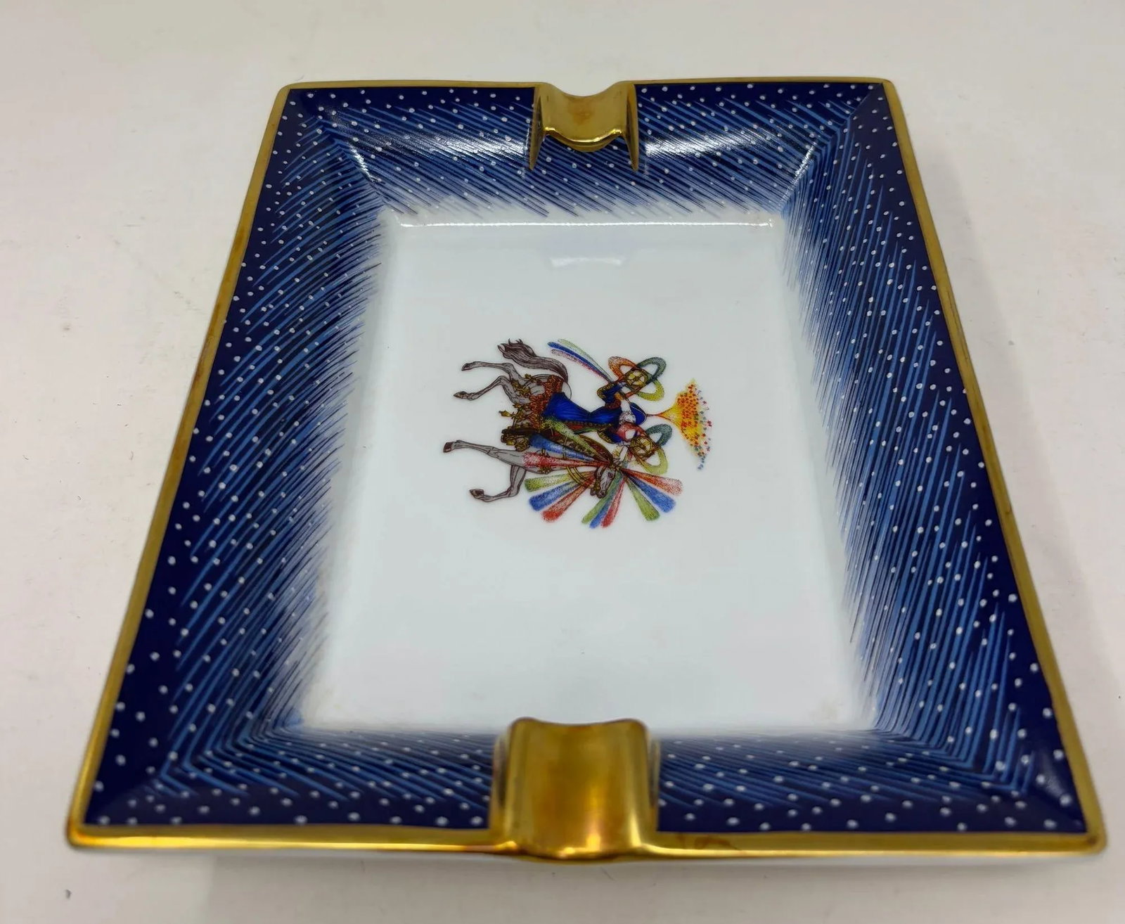 1980s Hermès "Feux D'Artifice" Blue Porcelain Ashtray Catchall Made in France - 6
