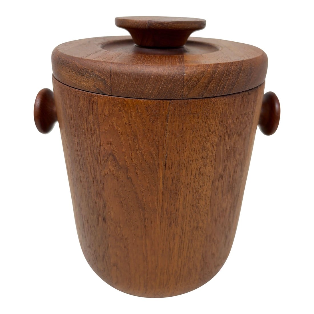 Danish Modern Teak Ice Bucket Dansk Jens Quistgaard Style 1960s Denmark: Mid-Century Danish Modern Teak Ice Bucket in the Style of Dansk, Jens Quistgaard – 1960s, Denmark. A striking example of Danish Mid-Century Modern design, this vintage teak ice bucket is crafted