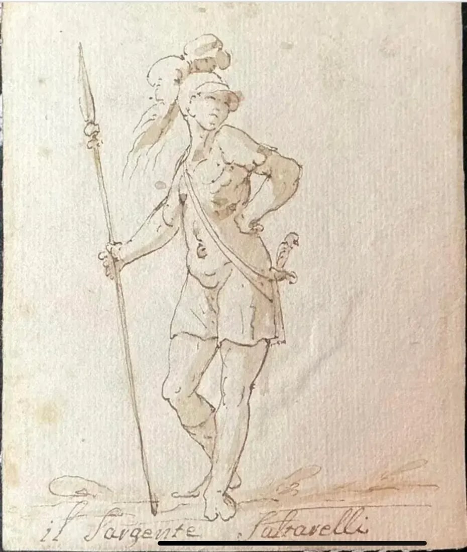 Pair of Italian Old Master Drawings of Soldiers - 4