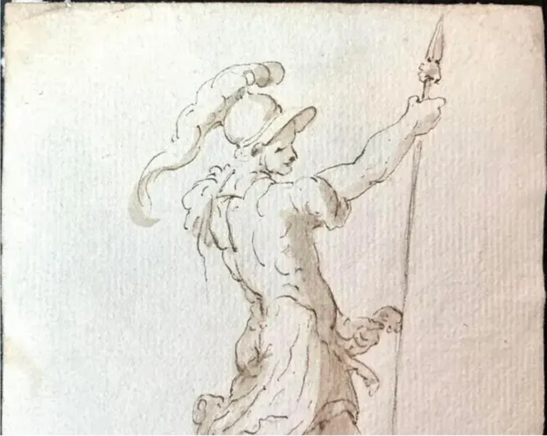 Pair of Italian Old Master Drawings of Soldiers - 5