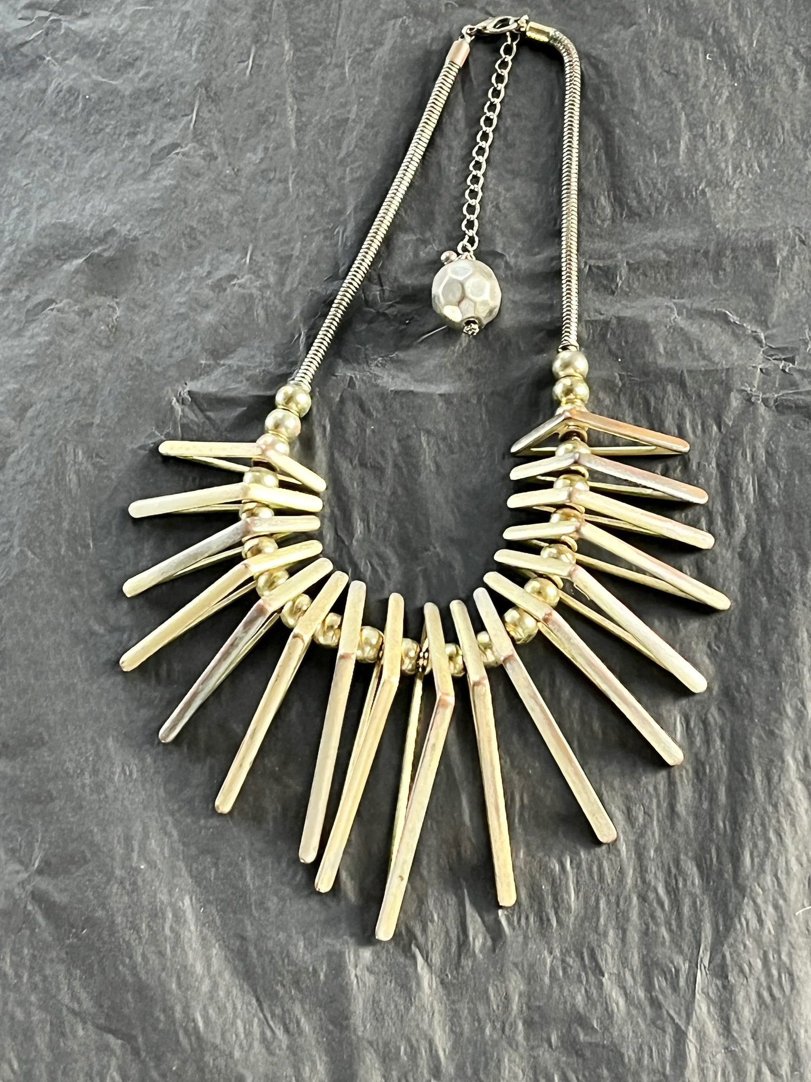 1970s Italian Brass Spike Brutalist Statement Necklace - 10