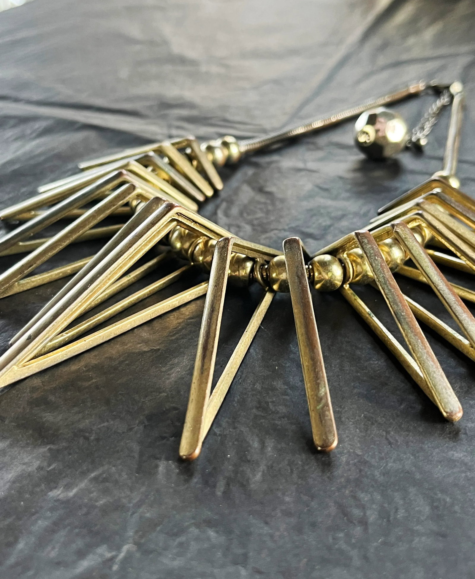 1970s Italian Brass Spike Brutalist Statement Necklace - 8