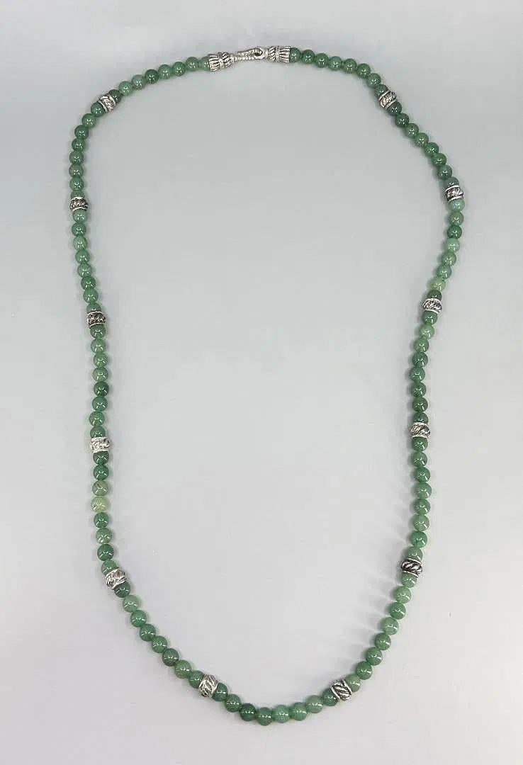 Late 20th Century Jade and Silver Beaded Necklace - 4