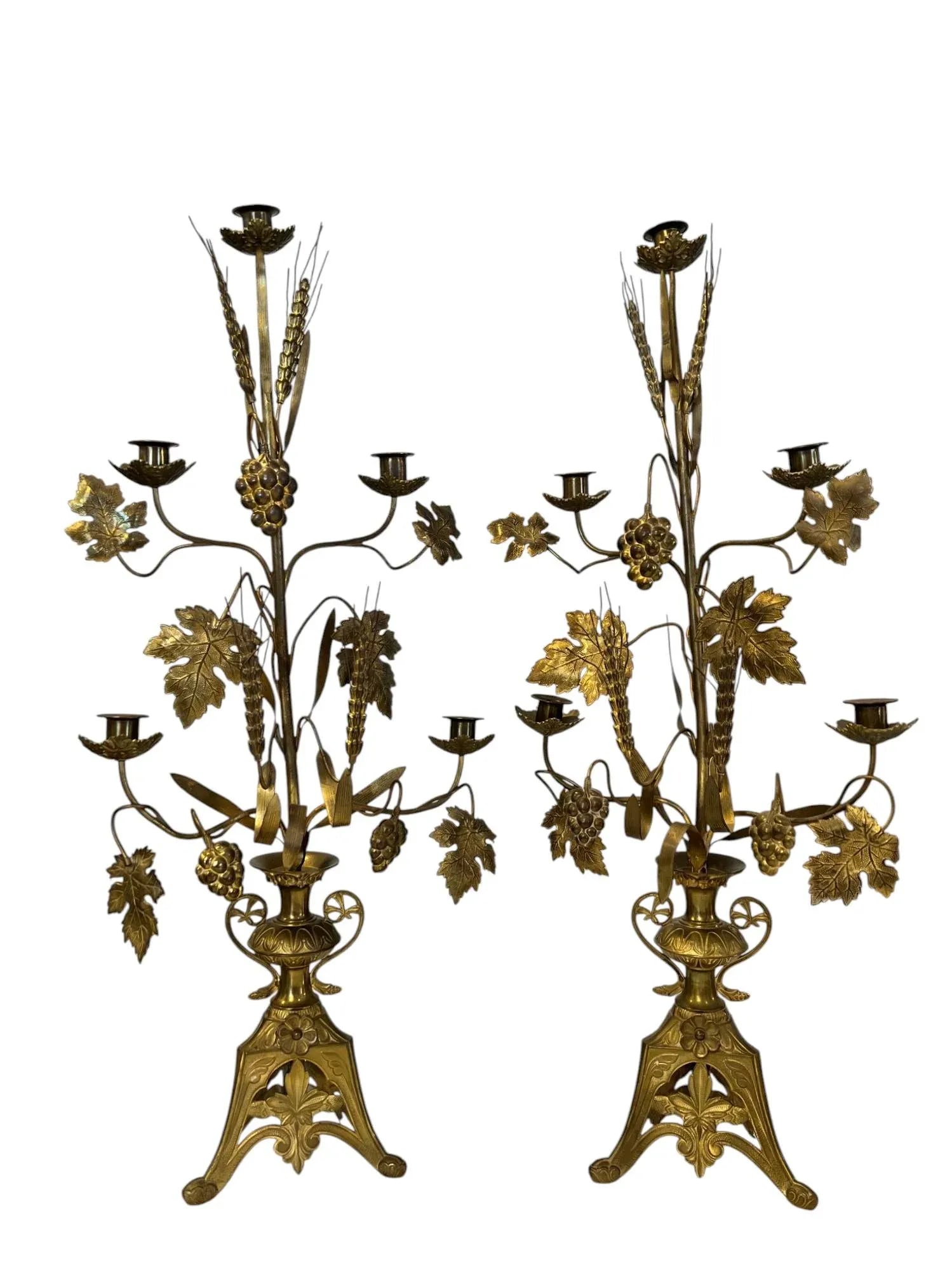 Antique French Girandoles 1800s in Harvest Motifs, Pair. - 4