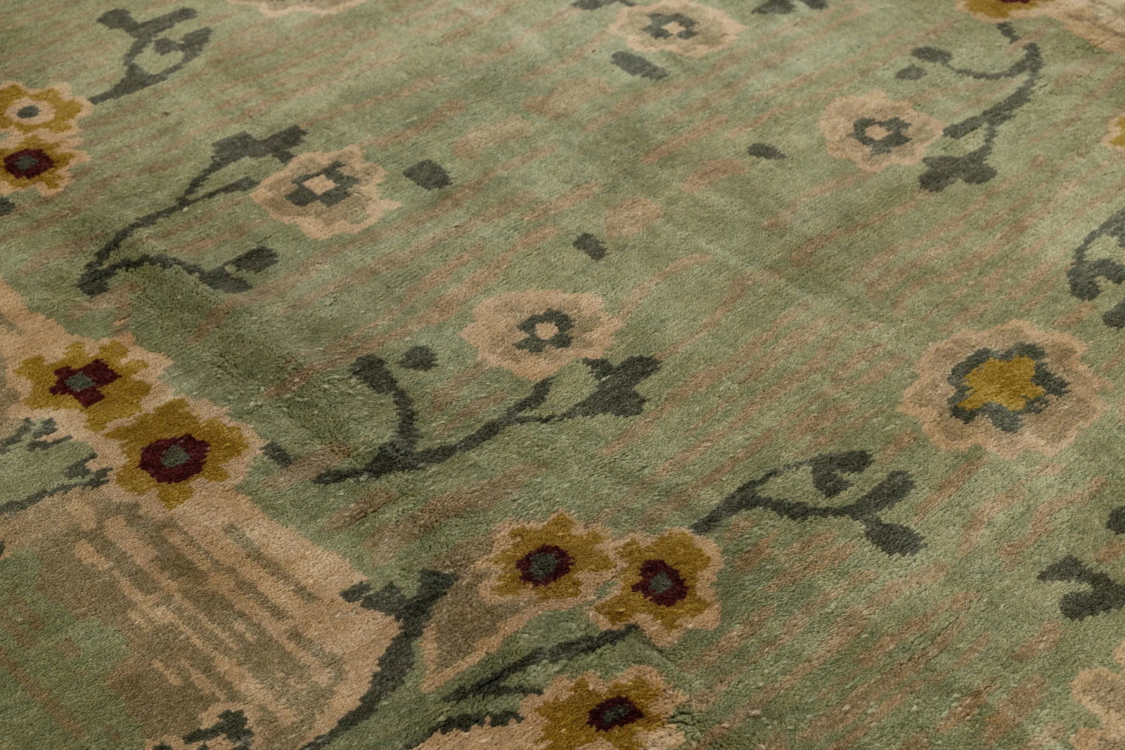 Green Modern Donegal Arts & Crafts Style Handmade Wool Rug - 8