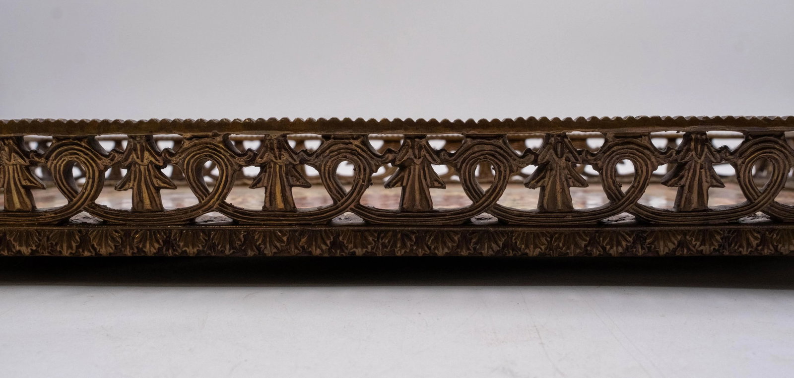 Heavy Castilian Hand Painted Bronze & Porcelain Serving Tray - 4