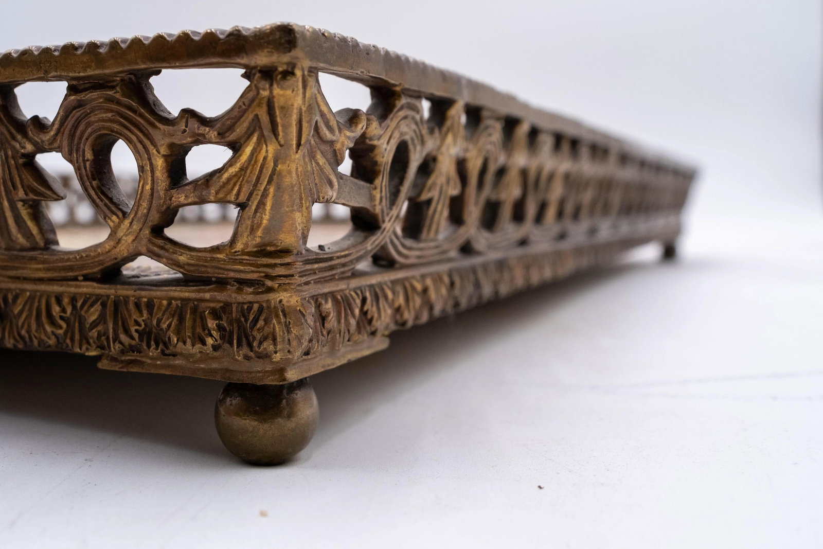Heavy Castilian Hand Painted Bronze & Porcelain Serving Tray - 6
