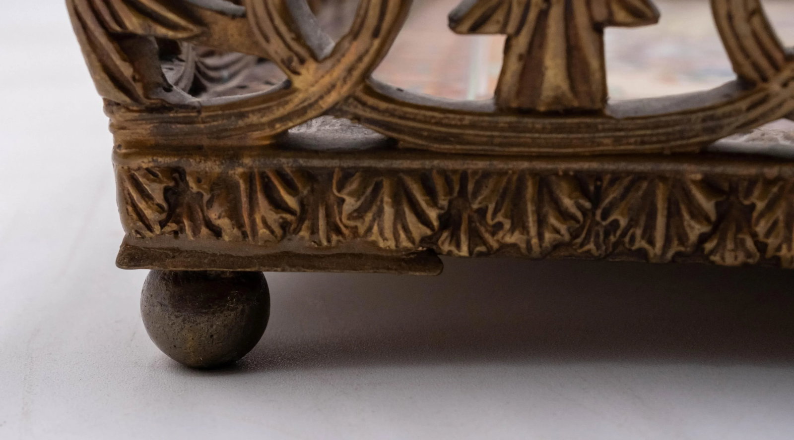Heavy Castilian Hand Painted Bronze & Porcelain Serving Tray - 7