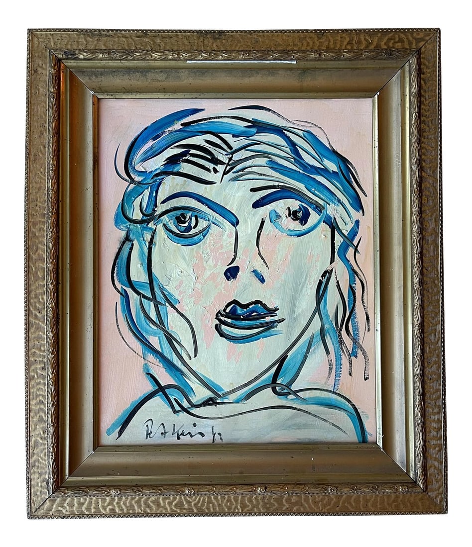 Late 20th Century Abstract Expressionist Portrait Acrylic Painting by Peter Keil, Framed: Peter Keil is a German artist that focuses primarily on abstract expressionism. Keil painted with some of the greats including Joan MirÃ³, Pablo Picasso and Andy Warhol, to name a few. This 
