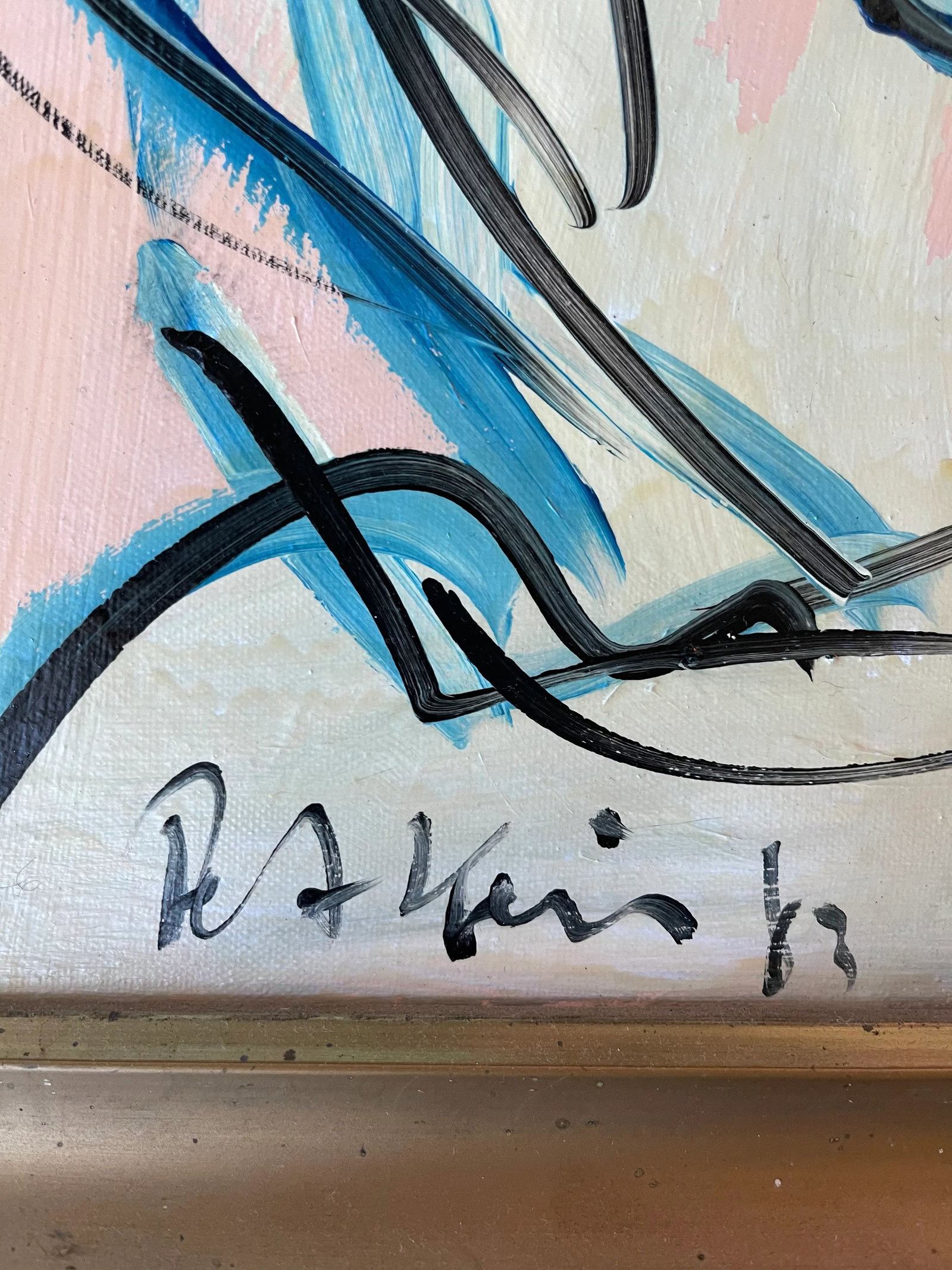 Late 20th Century Abstract Expressionist Portrait Acrylic Painting by Peter Keil, Framed - 4