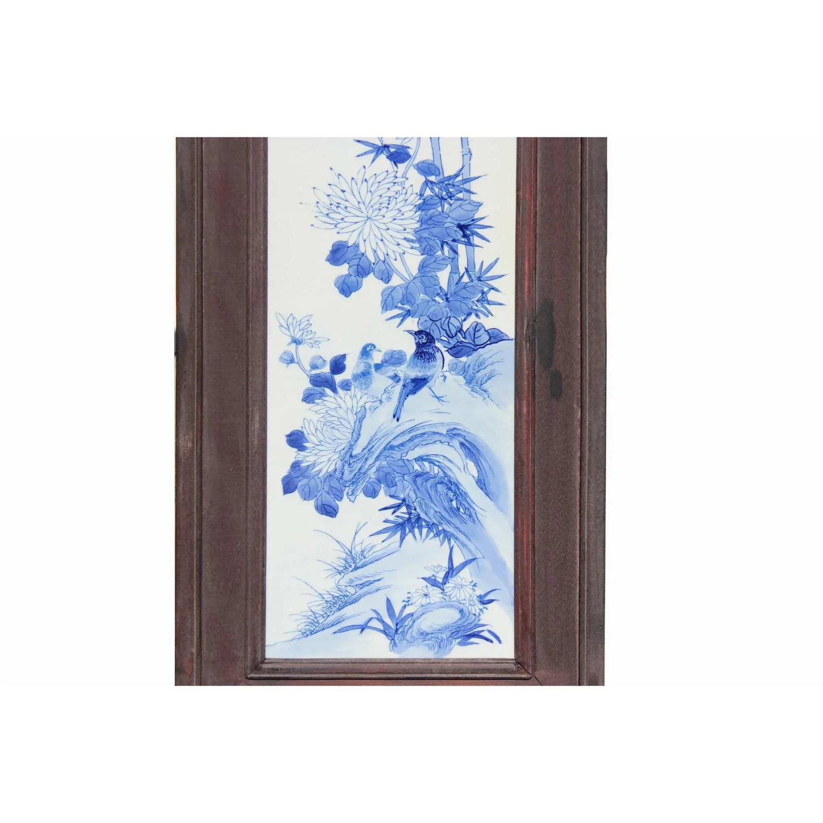 Chinese Blue White Porcelain Flower Birds Scenery Wall Panel Set - 5