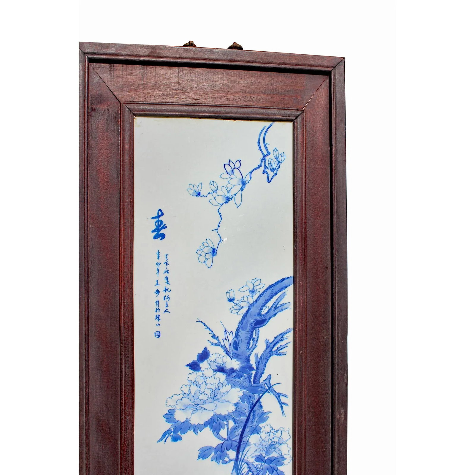Chinese Blue White Porcelain Flower Birds Scenery Wall Panel Set - 7