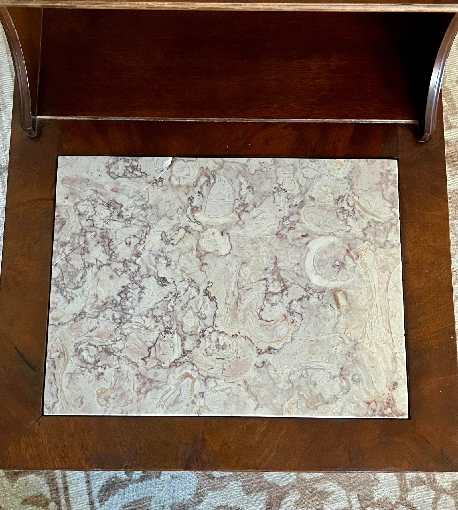 Walnut Two-Tier Table With Marble Inlay - Mid Century - 5