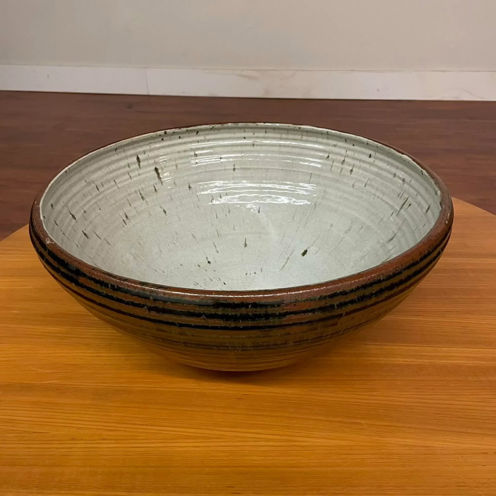 Oversized Studio Pottery Bowl With Earth-Toned Glaze - Mid Century - 11