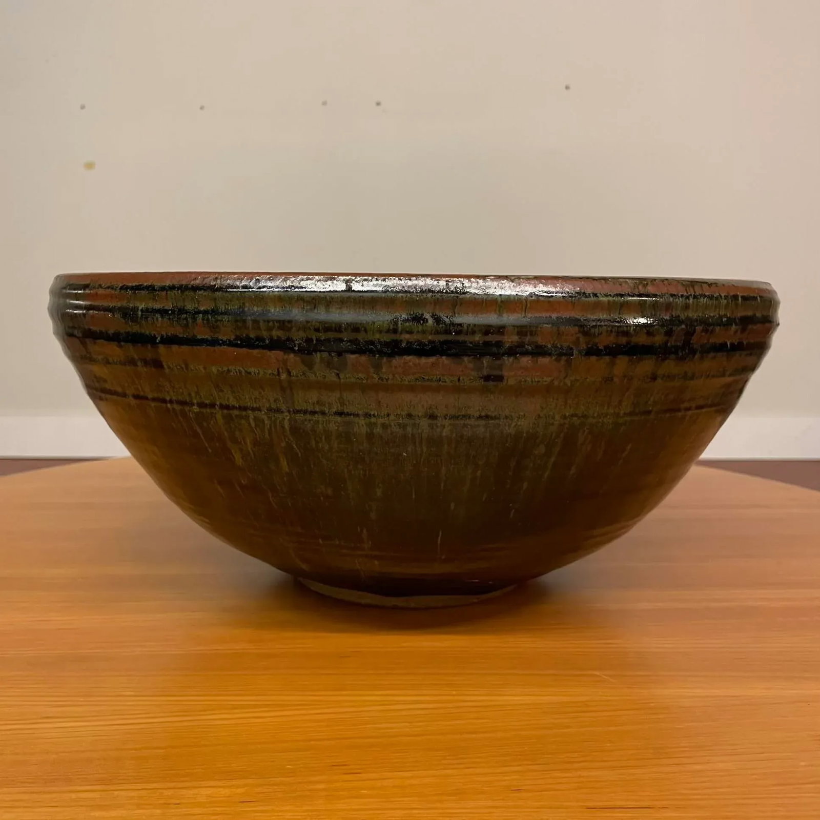 Oversized Studio Pottery Bowl With Earth-Toned Glaze - Mid Century - 2