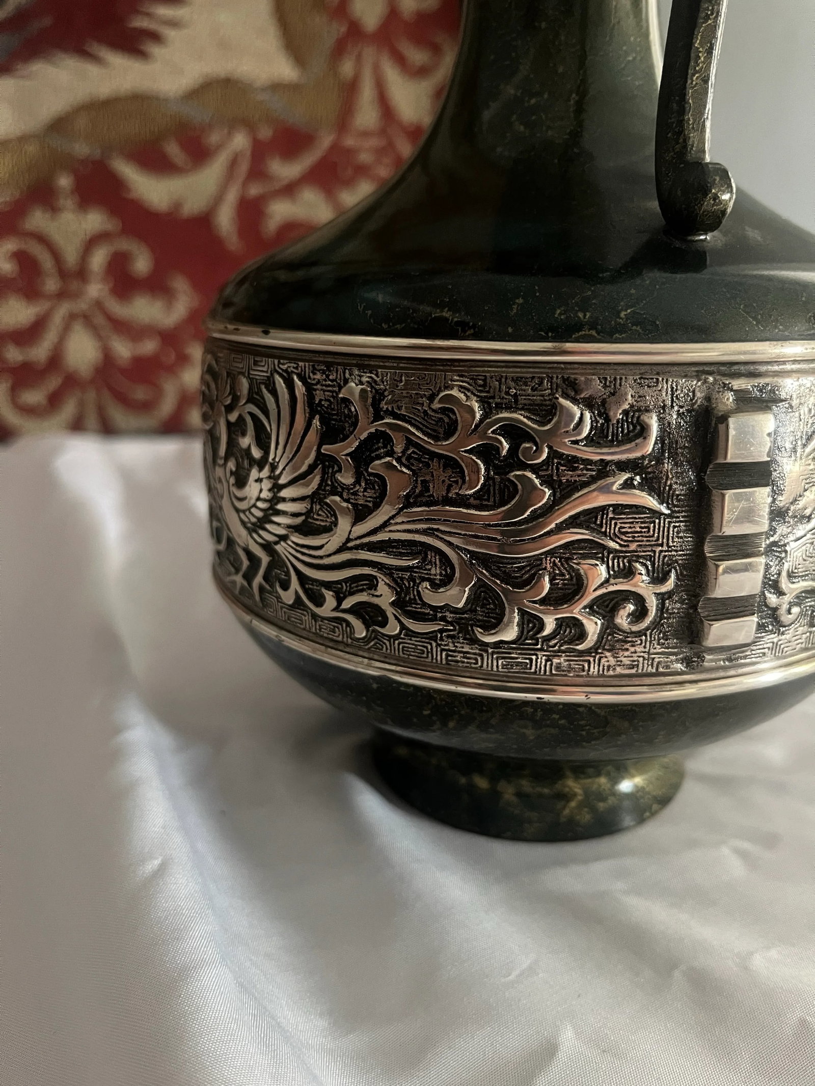 Vintage Japanese Bronze Dragon Motif Amphora Vessel - 2