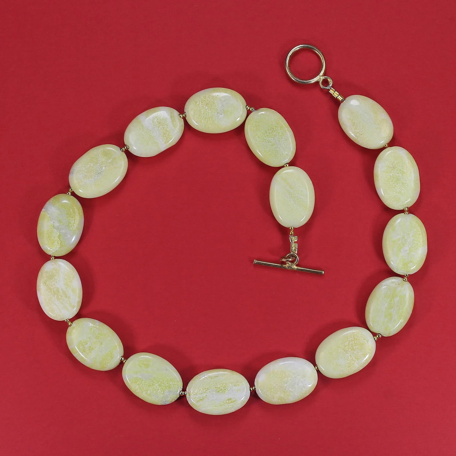 Ajd, 18 Inches, Oval Lemon-Yellow Magnesite Necklace - 4