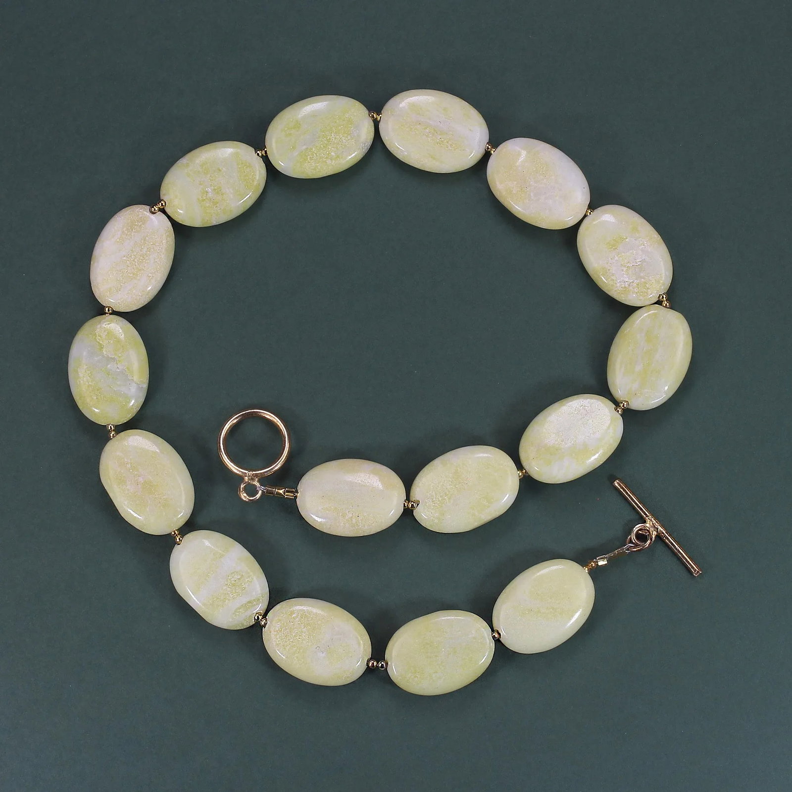 Ajd, 18 Inches, Oval Lemon-Yellow Magnesite Necklace - 8
