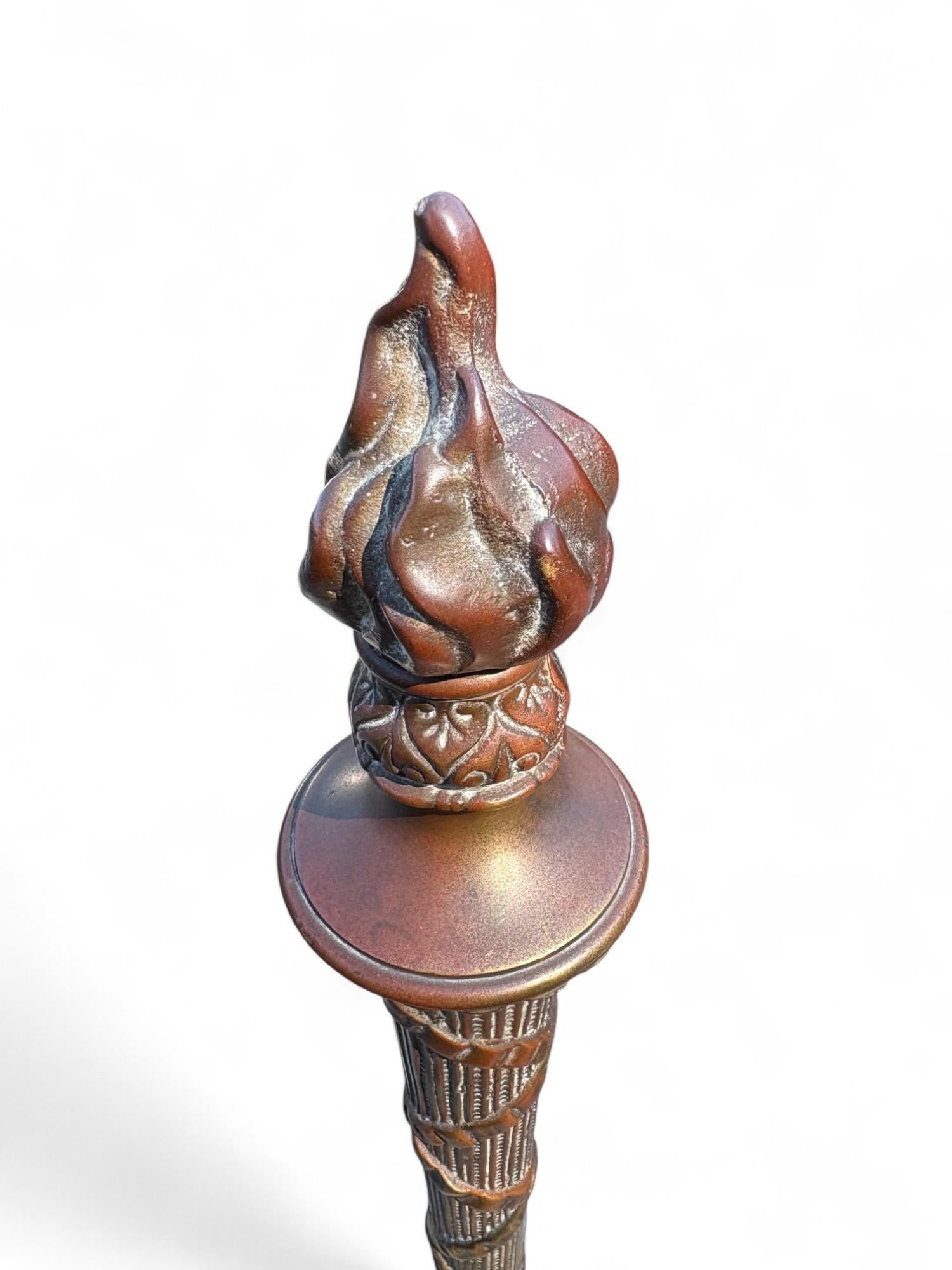 Andirons Louis XVI Style Flame Torch Antique Brass a Pair - 10