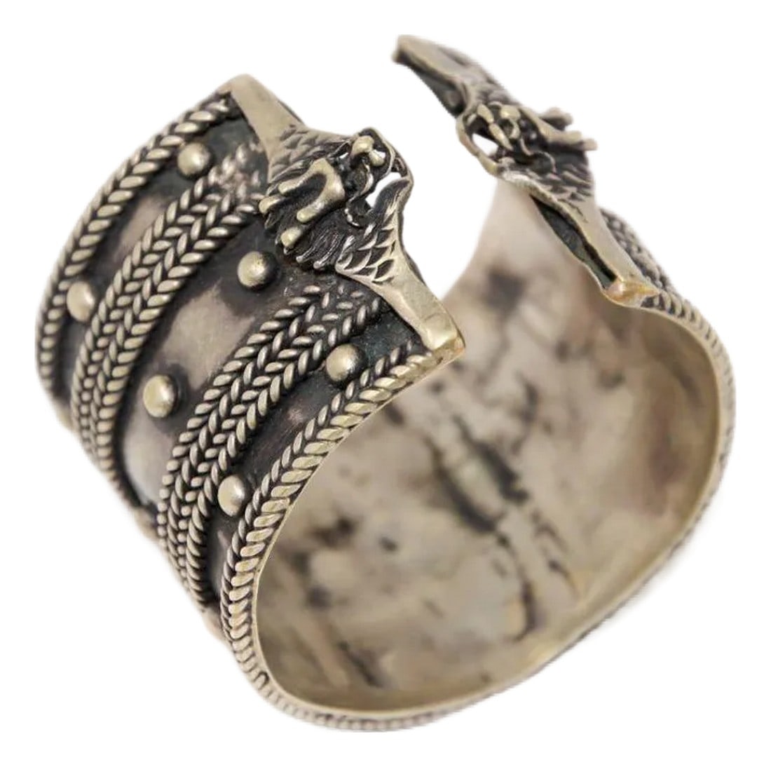 Mid 20th Century Moroccan Vintage Berber Tribal Ethnic Cuff: Vintage Moroccan Berber tribal bracelet from the High Atlas of Morocco. Handcrafted by Berber women using Moroccan coin silver nickel. The ethnic Nomadic and Bedouin jewelry from the Maghreb and North