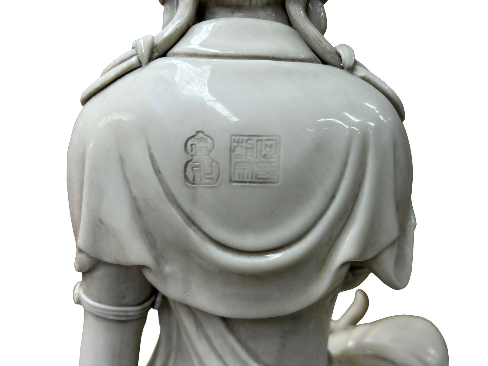 Chinese Handcrafted GuanYin Bodhisattva on Dragon White Porcelain Statue - 10