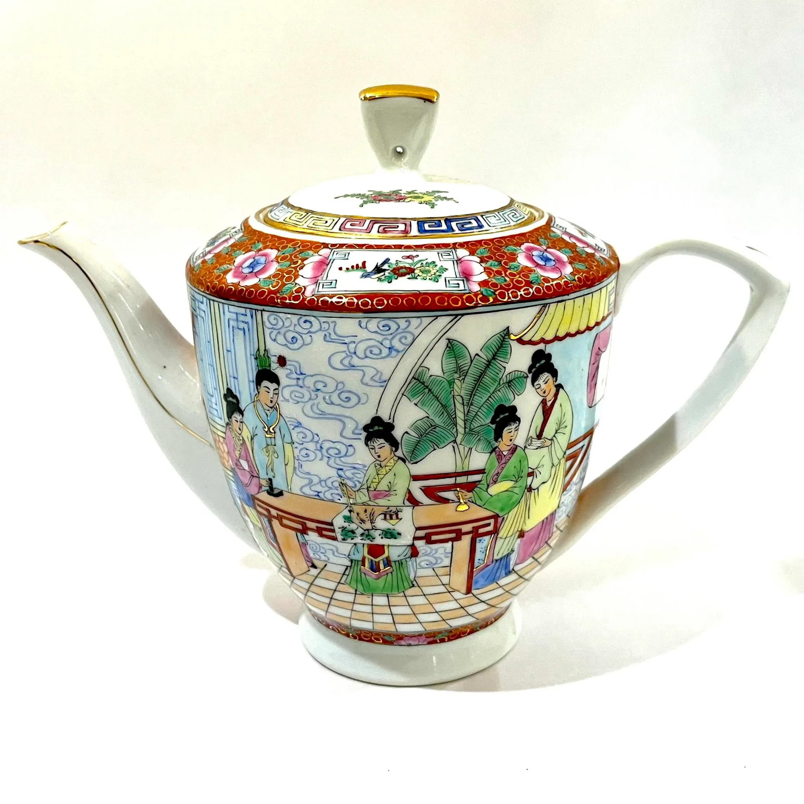 Vintage Famille Rose Mandarin Chinoiserie Porcelain Serving Pieces Set of 8 - 9