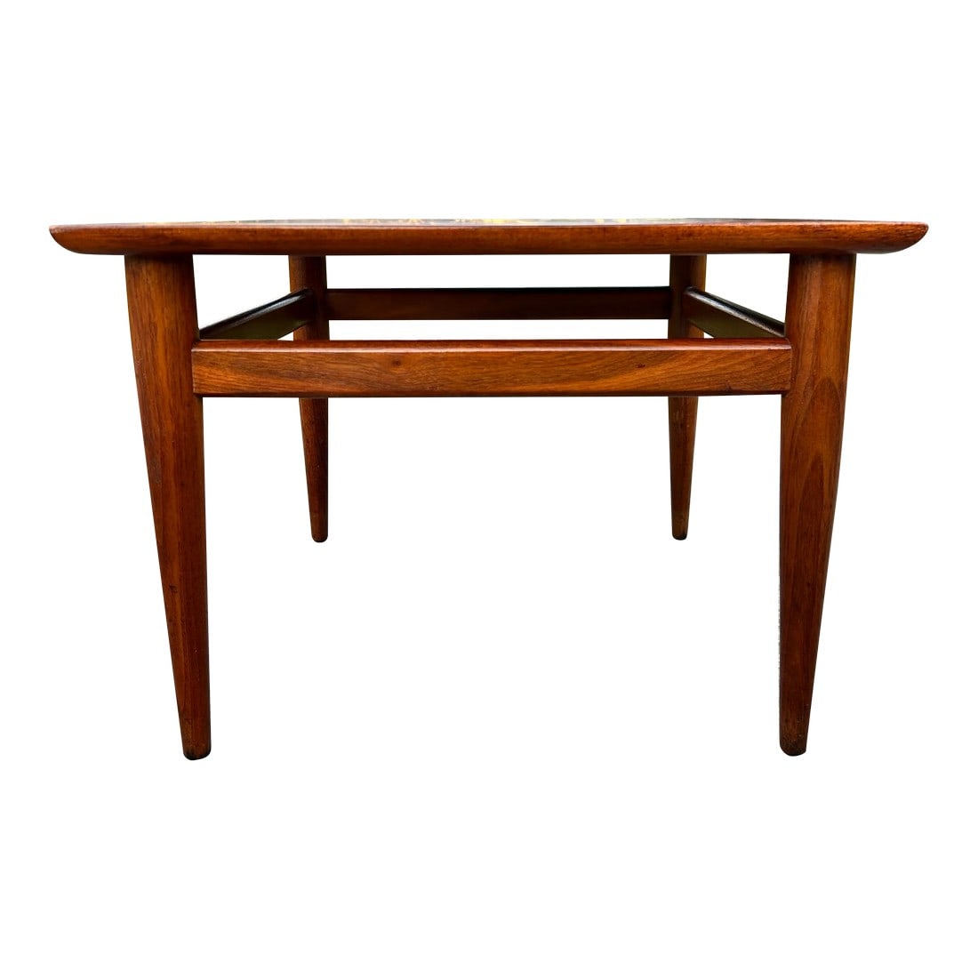 Mid 20th Century Modern Walnut Side Table by Heritage: Mid Century Heritage Danish Modern Walnut Side Table. Sculpted during the pinnacle of mid-century modern allure, this Danish modern style side table by Heritage exudes an aura of refined charm and