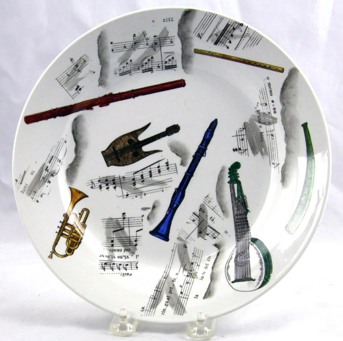 Early Piero Fornasetti Set of Six Musical Pottery Plates, Circa 1953 - 5