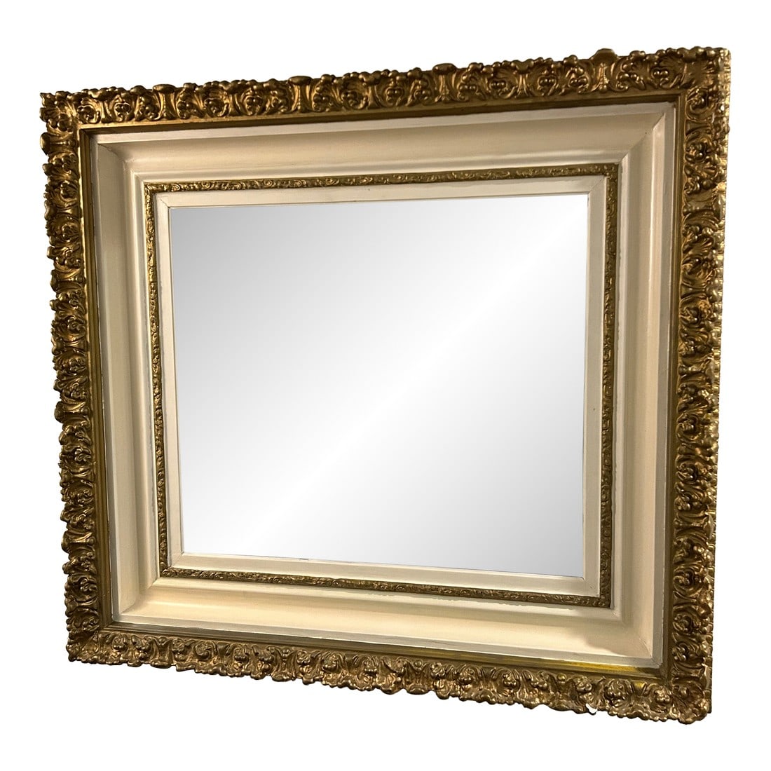 Late 19th Century Large Ornate Gilt and Cream Mirror (1 of 4)