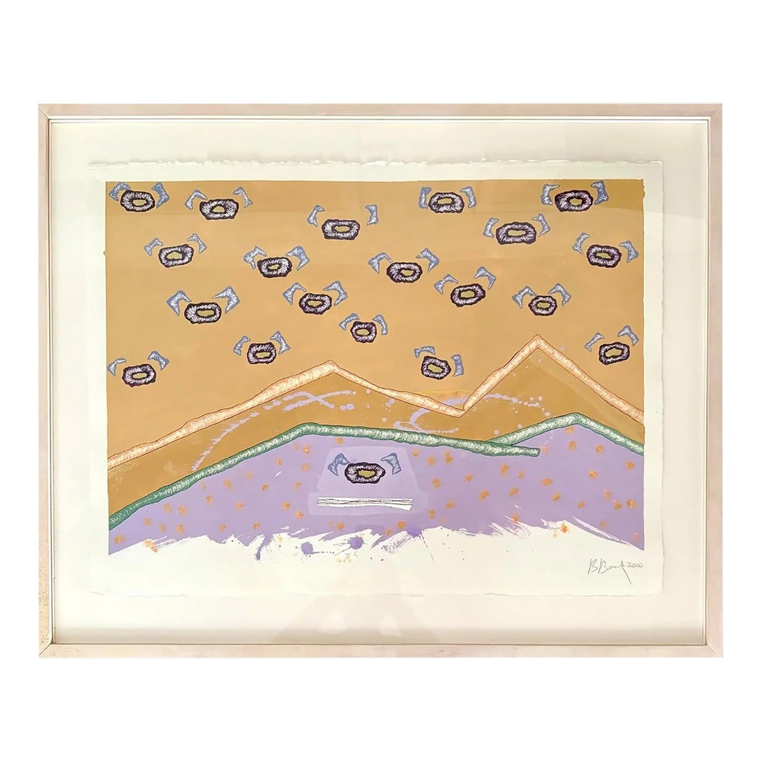 Barbara Beck Framed 2000 Abstract Watercolor Painting on Paper - Signed/Dated/Original Wood Frame: Barbara Beck Painter Printmaker Beck's work is inspired by artist such as Helen Frankenthaler, Clifford Still, Yosef Albers. AWARDS CAPS Grant, New York State Council on the Arts, 1983-84 COLLECTIONS 
