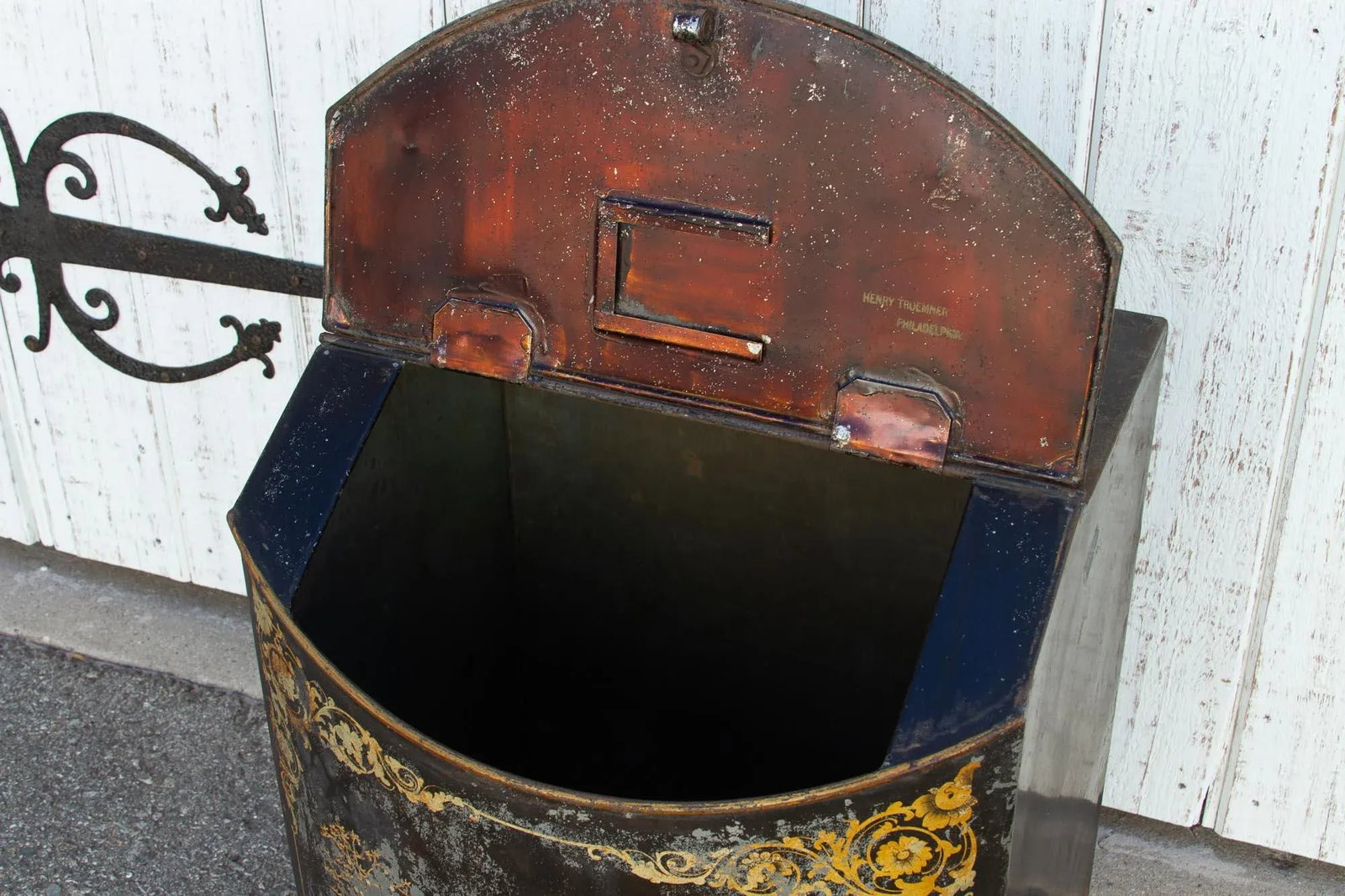 Antique Black & Gilt Chinoserie Drum Canister - 5
