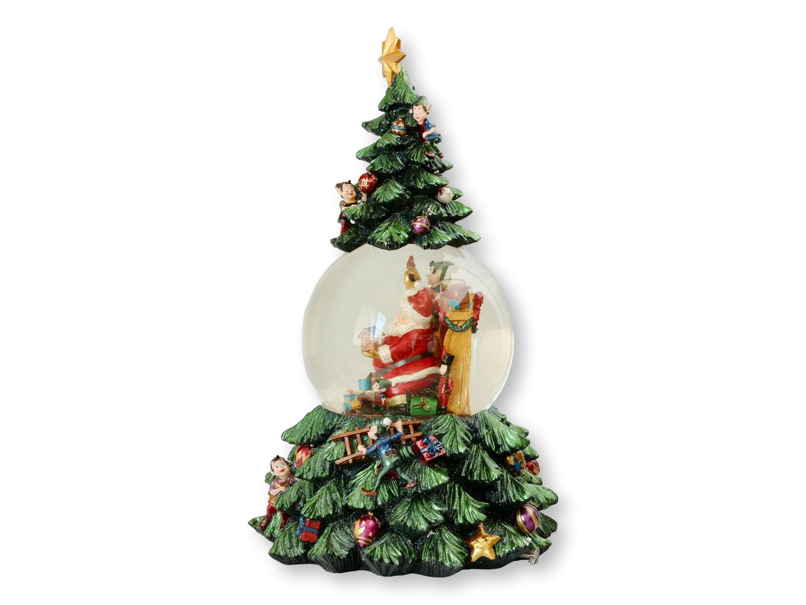 Christopher Radko "Santa's Helper" Extra-Large Musical Snow Globe Tree – 2002 - 3