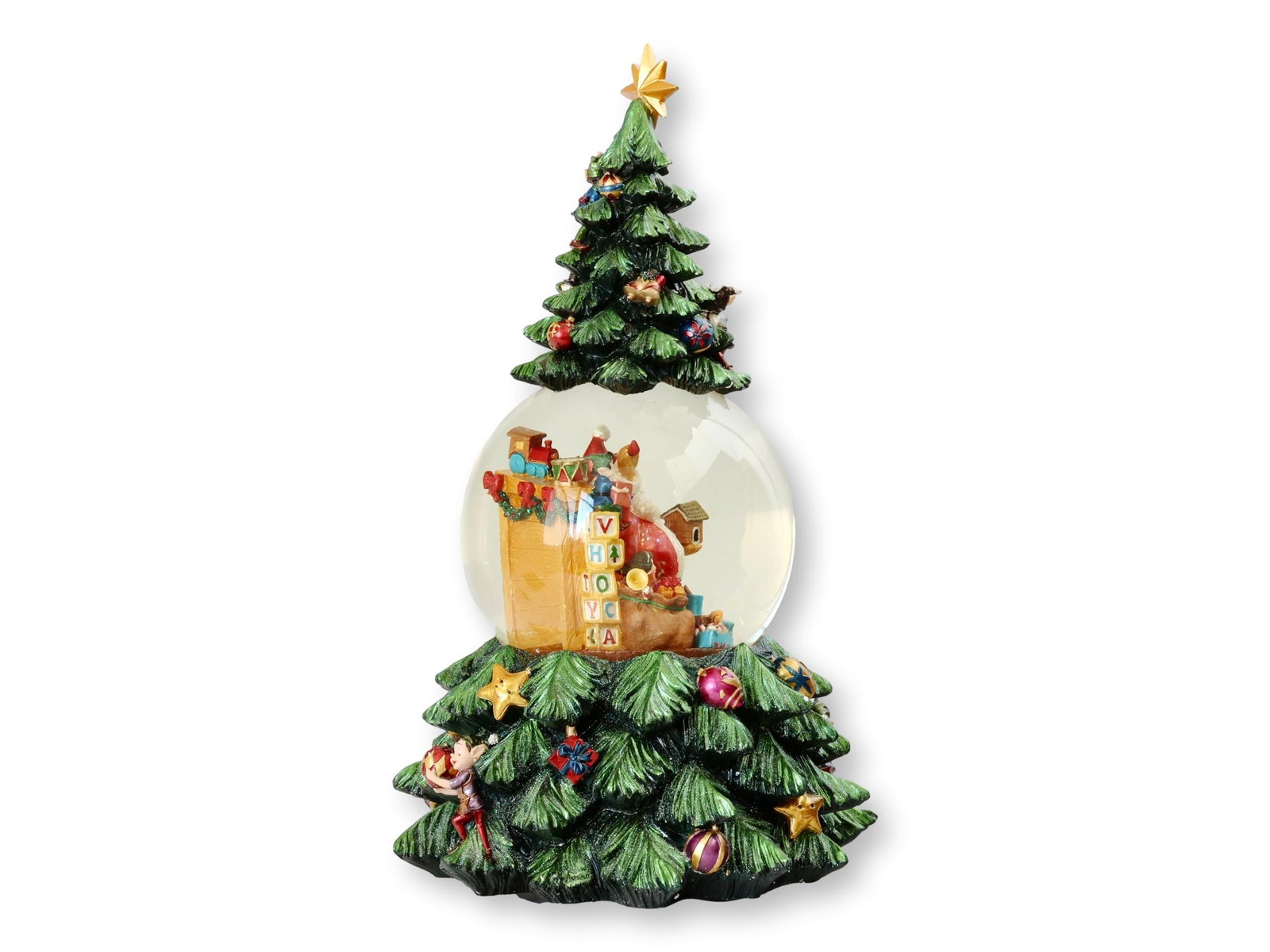 Christopher Radko "Santa's Helper" Extra-Large Musical Snow Globe Tree – 2002 - 5