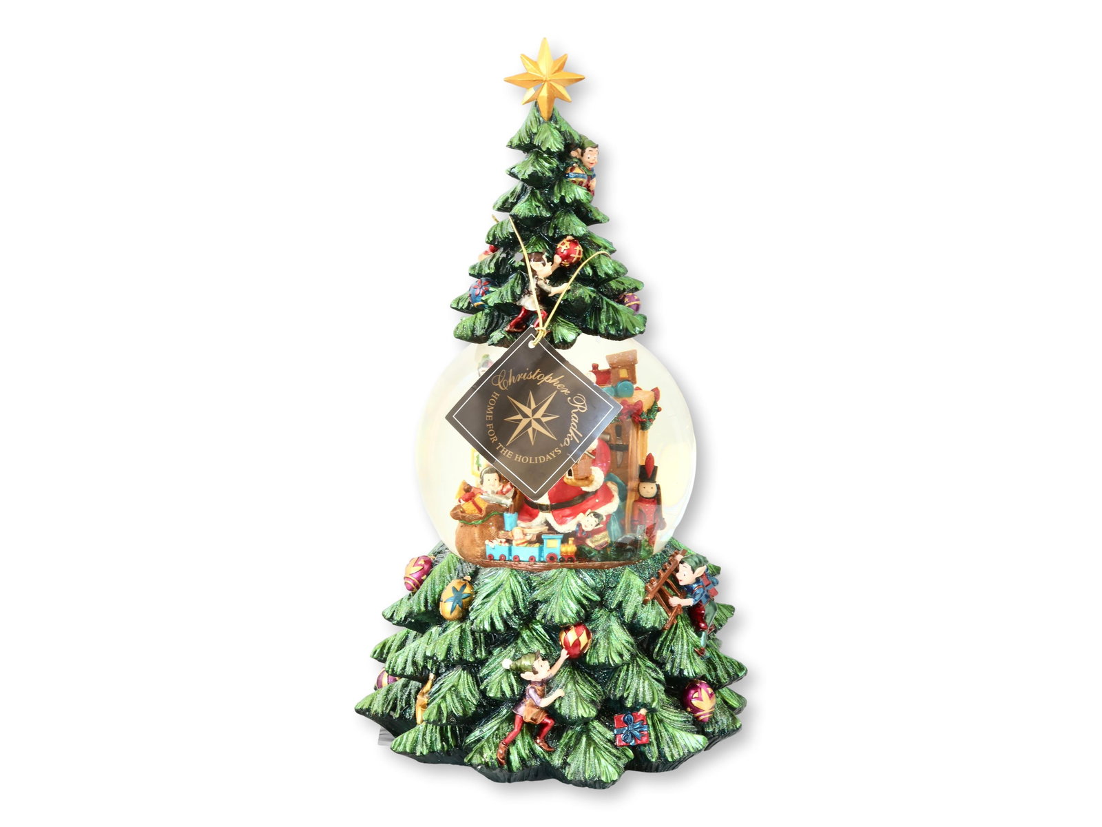 Christopher Radko "Santa's Helper" Extra-Large Musical Snow Globe Tree – 2002 - 7