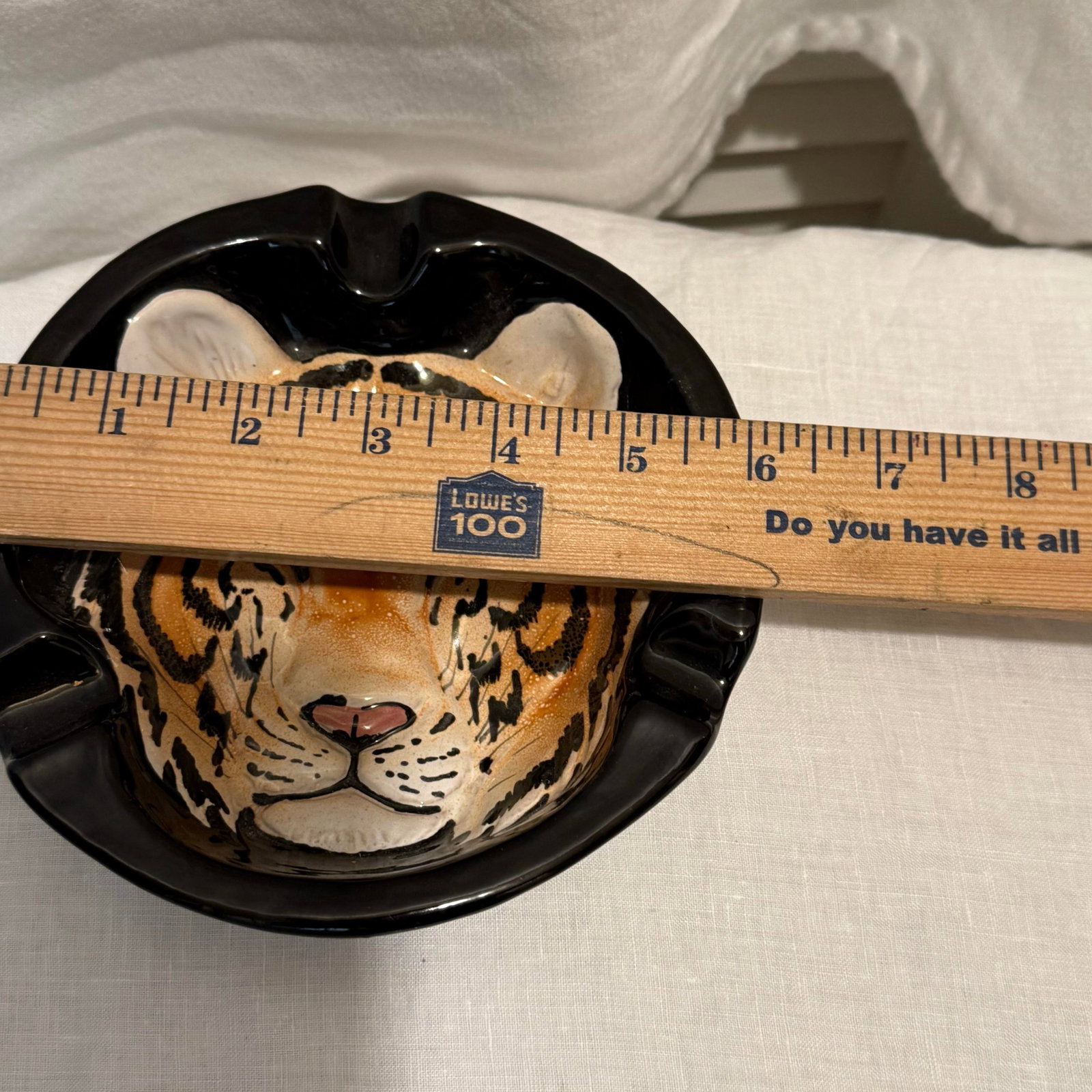 Vintage Palm Beach Regency Italian Tiger Face Pottery Ashtray Catchall - 11