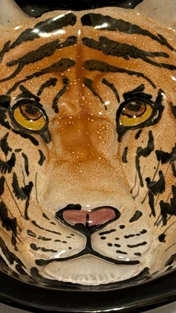 Vintage Palm Beach Regency Italian Tiger Face Pottery Ashtray Catchall - 2