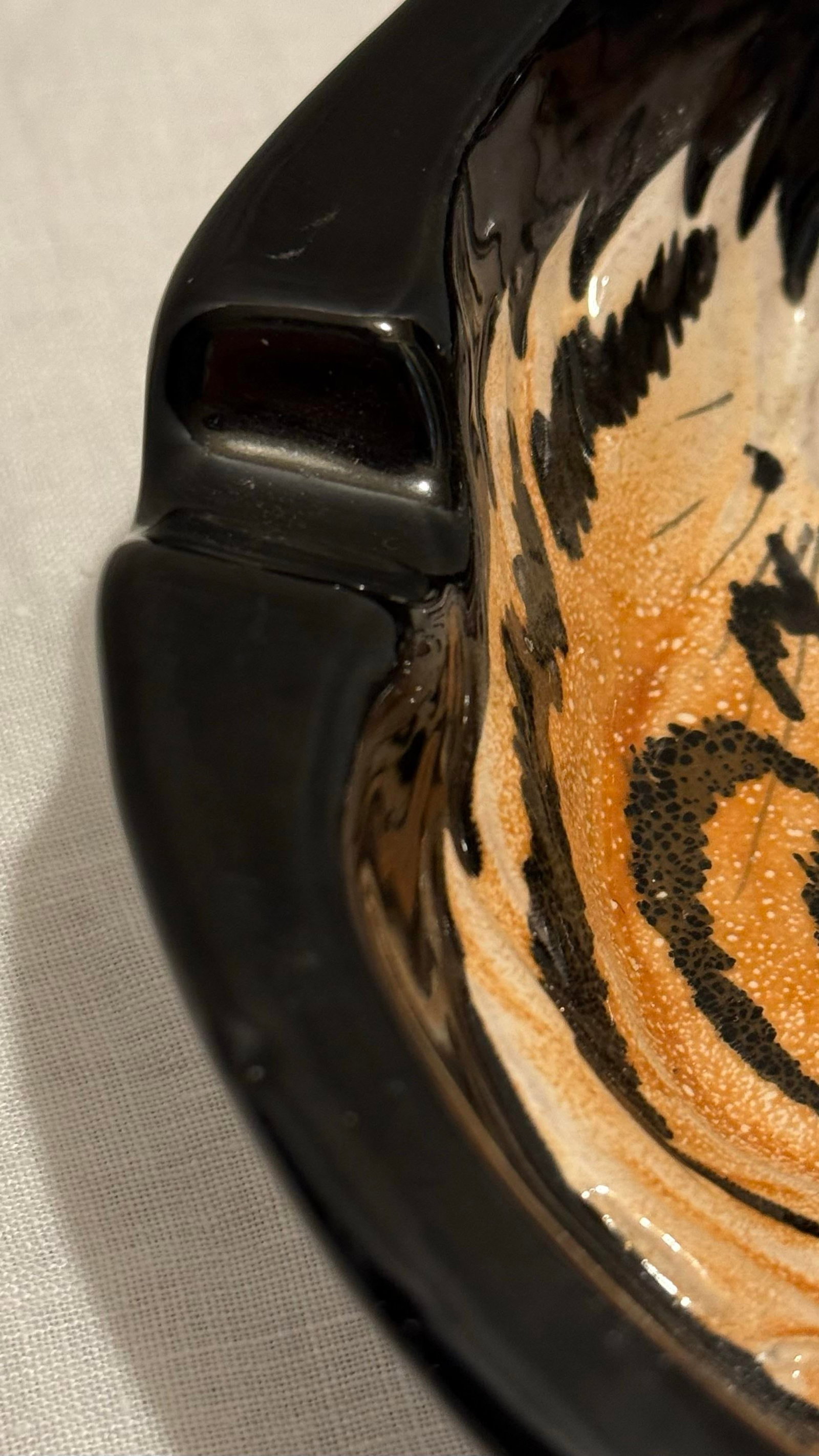 Vintage Palm Beach Regency Italian Tiger Face Pottery Ashtray Catchall - 4