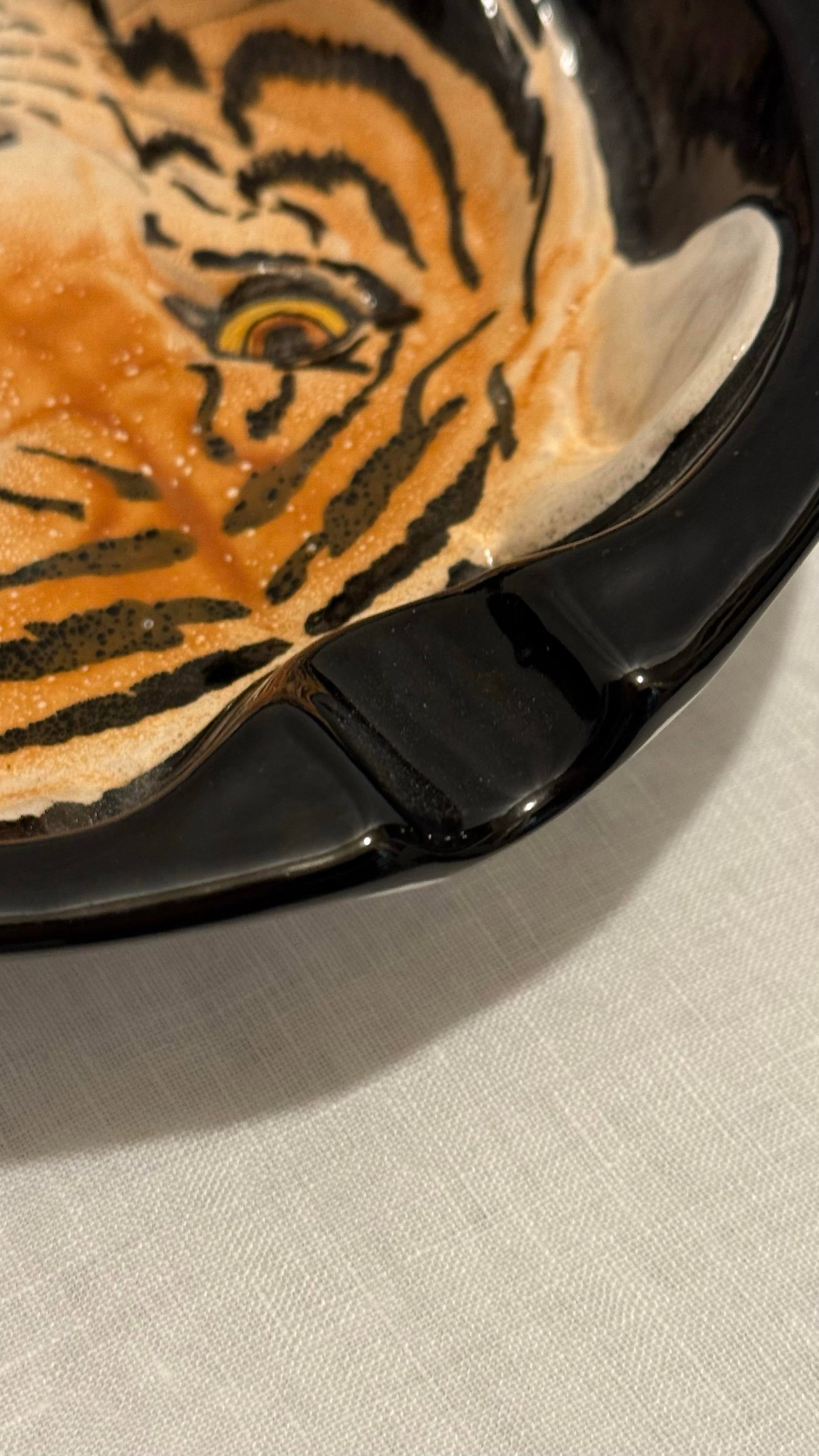 Vintage Palm Beach Regency Italian Tiger Face Pottery Ashtray Catchall - 5